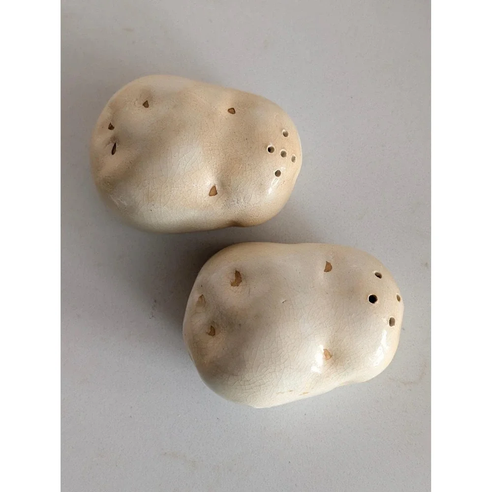 Vintage Ceramic Potato Salt and Pepper Shakers Set Japan Mid Century Kitsch